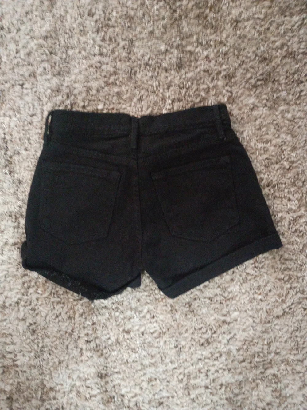 Frame Denim Black Cuffed Denim Shorts